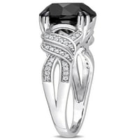 3- Carat T.W. Fekete -fehér gyémánt 10KT Fehér Arany Crossover eljegyzési gyűrű