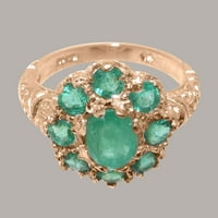 Brit készült 14K Rózsa arany gyűrű természetes smaragd Női Nyilatkozat gyűrű - méret opciók-Méret 11