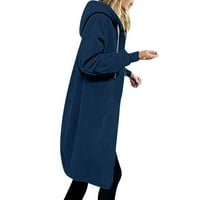 QinHving női Zip Up kapucnis Alkalmi Hosszú ujjú tunika pulóverek esik hosszú kabát kapucnis kabát felsőruházat zsebekkel