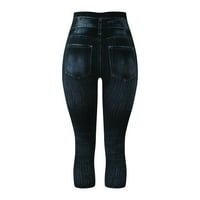 labakihah jeans női női capris utánzat farmer leggings magas derék Elasztikus leggings magas derekú farmer női fekete