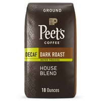 Peet kávé koffeinmentes House Blend, sötét sült őrölt kávé, oz táska