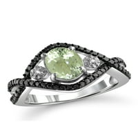 JewelersClub zöld ametiszt gyűrűs születési kövek ékszerek - 1. karátos zöld ametiszt 0. Ezüst gyűrűs ékszerek fehér