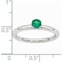 Létrehozott smaragd sterling ezüst ródium gyűrű
