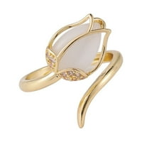 HGW arany osztályú gyémánt jegygyűrű női nyitott virágok a személyiség gyűrű T-ulip Divat opál Design N-iche Gyűrűk