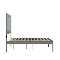 Noho 14 Teljes fa platform ágykeret modern panel fejtámlával, szürke