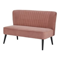 &D Otthon Hollywood század közepén Modern bársony csomózott Loveseat, kompakt személy kanapé, Rózsaszín