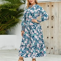 Plusz méretű Maxi ruhák nőknek nyári V nyakú Hosszú ujjú ruha virágmintás alkalmi laza Túlméretezett ruha női őszi