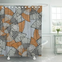 Csíkos Pinwheels nagy szürke és narancssárga tintával Kreatív újrafestés Geometriai fürdőszoba zuhanyfüggöny