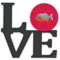 Carolines kincsek CK5495WALV Piranha szerelem fém fal Artwork szerelem, piros, 12x12, Többszínű