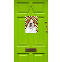 Carolines kincsek SS4553DS Bulldog Angol Candy Cane Ünnep Karácsonyi fal vagy ajtó lógó nyomatok, 12x16