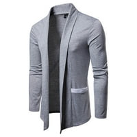 symoid Férfi kabátok és dzsekik - Pocket Solid Cardigan Turndown alkalmi poliészter pulóver Slim Fit kabát szürke L