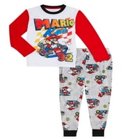 Mario Bro Little Boys Hosszú Ujjú Pizsamakészlet, 2 Részes, 4-12-Es Méretek
