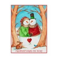 Védjegy Képzőművészet 'Hóember Tree Heart Share' vászon művészet, Melinda Hipsher