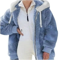 Wavsuf Női kabátok és dzsekik Plusz méretű Zip meleg Clearance kapucnis alkalmi kék dzsekik S méret