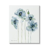 Stupell Modern Poppy Blooms Kék Absztrakt Botanikai & Virágos Festmény Galéria Csomagolt Vászon Nyomtatás Wall Art