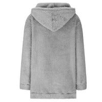 Idoravan női téli kabátok Plusz méretű Clearance Női Divat Hosszú ujjú szilárd kerek nyakú blúz Kapucnis alkalmi felsőruházat