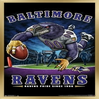 Baltimore Ravens-End Zone fali poszter fa mágneses kerettel, 22.375 34