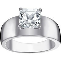 3. Carat T.G.W. Cz ezüst-tónusú hercegnő széles sávú esküvői gyűrű