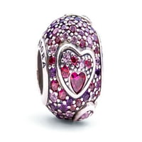 Pandora Ezüst Rózsaszín köbös Cirkónia aszimmetrikus szívek szerelem varázsa