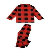 Inevnen szülő-gyermek hálóruha szett Hosszú ujjú nyomtatott felsők nadrág fekete-piros kockás pizsama ruha