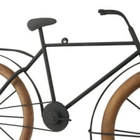 Decmode barna fém kerékpár fali dekoráció fa kerekekkel