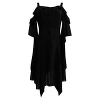 wendunide nyári ruhák nőknek Női Divat sötét Szerelmes fodros ujjú váll gótikus Midi ruha Fekete M