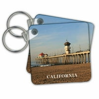 3dRose móló a kaliforniai Huntington Beach-en-kulcstartók, 2. által, készlet 6