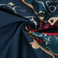 Retro pulóver ruha Női Boho Kerek nyakú, Hosszú ujjú etnikai stílusban nyomtatott áramló ruha tunika