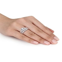 Carat T.W. Gyémánt sterling ezüst halo menyasszonyi gyűrű
