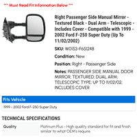 Jobb oldali utasoldali kézi tükör-texturált fekete-kettős Kar-teleszkópos-tartalmazza a fedelet-kompatibilis-Ford F-Super