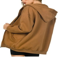 Női alkalmi kapucnis kabát egyszínű felsőruházat Hosszú ujjú cipzáras kapucnis pulóver őszi laza kabát zsebekkel Streetwear