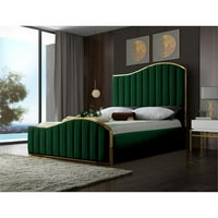 Meridian bútorok Jolie Tömör fa és bársony King Bed Zöld
