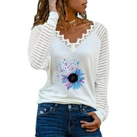 Téli Női pulóver Vintage grafikus ing alkalmi hosszú ujjú Pulóver felsők Női V-nyakú póló őszi nyomtatás üreges blúz