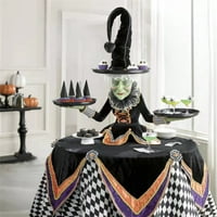 Pudcoco Halloween Boszorkány Tálca dísz, Halloween Cupcake boszorkány kijelző állvány Lakberendezés Halloween bár Party