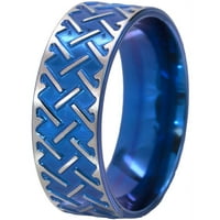 Lapos titán gyűrű őrölt kelta kialakítású, kék színű