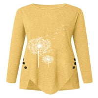 Noilla Női póló Hosszú ujjú póló pitypang Nyomtatás póló női szabálytalan felsők Legénység nyak tunika blúz Sárga XL