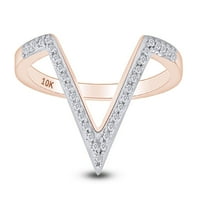 0. Cttw kerek vágott fehér gyémánt V alakú gyűrű 10k Tömör Rózsa arany, gyűrű mérete: 11