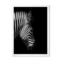 Designart 'Zebra fej fekete -fehér portréja' Farmhouse keretes művészeti nyomtatás