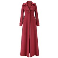 Könnyű árok kabátok Női Divat Alkalmi őszi téli Vintage szilárd hosszú gyapjú kabát széldzseki kabát Bor S