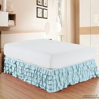 Több fodros ágy szoknya csepp teljes, Aqua Blue