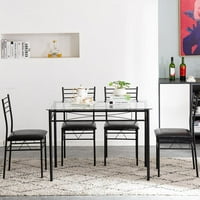 GoDecor étkezőasztal készlet, étkezőkészlet Modern üveg felső asztallal és székekkel, otthoni konyha étkező bútorokkal,