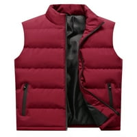 Paille férfi Puffer alkalmi mellény kabát vastag téli meleg mellény ujjatlan alkalmi egyszínű felsőruházat kabát piros