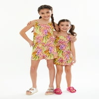 Wonder Nation Girls Romper, 2-Pack, Méret 4- és Plus