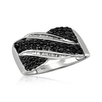 JewelersClub sterling ezüst karátos fekete -fehér gyémánt gyűrű nők számára