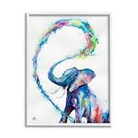 Modern Rainbow elefánt splash állatok és rovarok grafikus fehér keretes művészet nyomtatott fali művészet