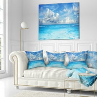 Designart Világoskék vizek és Sky Panorama - Modern Seascape Dobás Párna - 18x18