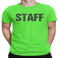 Neon Green Staff Póló Elülső És Hátsó Nyomtatás Férfi Esemény Ing Póló