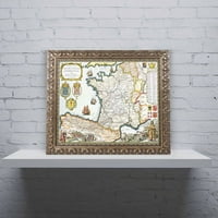 Védjegy Képzőművészet A St.James 1648 Canvas Art által készített útvonalak térképe, D.Serveaux, arany díszes keret