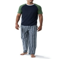 Fruit of the Loom férfi Raglan póló, kockás alsó pizsama szett