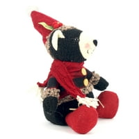 8 ünnepi idő karácsonyi fekete medve plüss dekoráció- piros télapó kalap